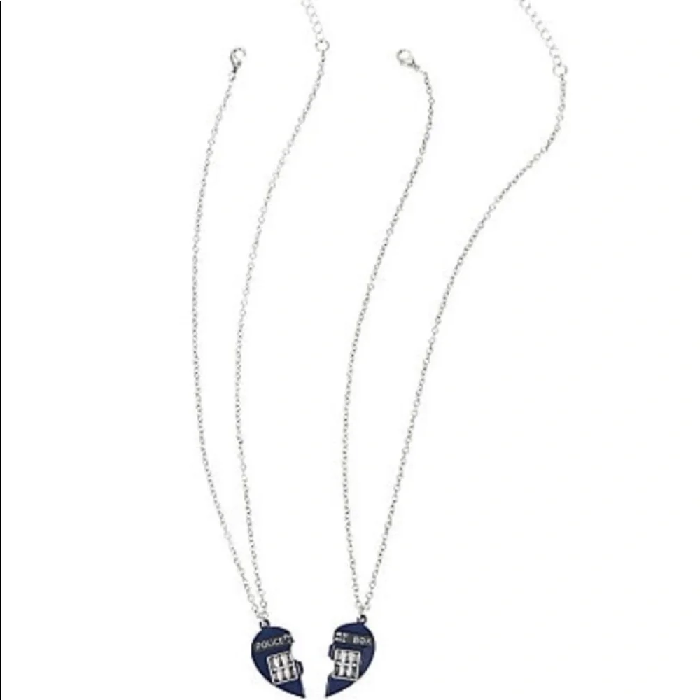 NWT Doctor Who: Matching Blue Heart Box Necklaces
